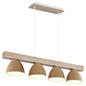 Preview: Globo Pendelleuchte Lyndon 4-flammig E14 Weiß matt braun Metall Holz 120x75cm