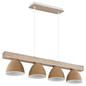 Preview: Globo Pendelleuchte Lyndon 4-flammig E14 Weiß matt braun Metall Holz 120x75cm