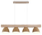 Preview: Globo Pendelleuchte Lyndon 4-flammig E14 Weiß matt braun Metall Holz 120x75cm