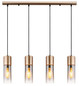Preview: Globo Pendelleuchte Annika 4-flammig E27 Cappuccinofarben matt rauchfarben Metall Glas 156x80cm