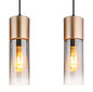 Preview: Globo Pendelleuchte Annika 4-flammig E27 Cappuccinofarben matt rauchfarben Metall Glas 156x80cm