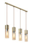 Preview: Globo Pendelleuchte Annika 4-flammig E27 Messingfarben amber Metall Glas 156x80cm