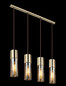Preview: Globo Pendelleuchte Annika 4-flammig E27 Messingfarben amber Metall Glas 156x80cm