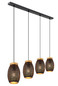 Preview: Globo Pendelleuchte Narri 4-flammig E27 Goldfarben schwarz Dekorstanzungen Metall 120x90cm