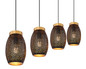 Preview: Globo Pendelleuchte Narri 4-flammig E27 Goldfarben schwarz Dekorstanzungen Metall 120x90cm