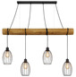 Preview: Globo Pendelleuchte Berti 4-flammig E27 Schwarz matt Metall Metallstäbe 150x125cm