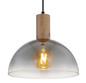 Preview: Globo Pendelleuchte Romy E27 Schwarz matt rauchfarben Metall Glas Ø30cm
