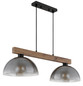 Preview: Globo Pendelleuchte Romy 2-flammig E27 Schwarz matt rauchfarben Metall Glas 120x85cm