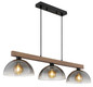 Preview: Globo Pendelleuchte Romy 3-flammig E27 Schwarz matt rauchfarben Metall Glas 120x114cm