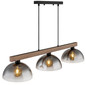 Preview: Globo Pendelleuchte Romy 3-flammig E27 Schwarz matt rauchfarben Metall Glas 120x114cm