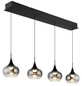 Preview: Globo LED Pendelleuchte Lui 32W warmweiss Schwarz matt rauchfarben Metall Glas 150x90cm