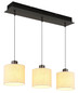 Preview: Globo LED Pendelleuchte Thea 24W warmweiss Schwarz-chrom matt cremefarben Metall Leinen 180x74cm