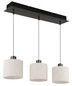 Preview: Globo LED Pendelleuchte Thea 24W warmweiss Schwarz-chrom matt cremefarben Metall Leinen 180x74cm