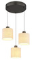 Preview: Globo LED Pendelleuchte Thea 24W warmweiss Schwarz-chrom matt cremefarben Metall Leinen Ø49cm
