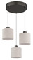 Preview: Globo LED Pendelleuchte Thea 24W warmweiss Schwarz-chrom matt cremefarben Metall Leinen Ø49cm