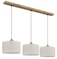 Preview: Globo Pendelleuchte Jule 3-flammig E27 Braun beige Holz Leinen 120x100cm