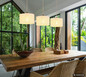 Preview: Globo Pendelleuchte Jule 3-flammig E27 Braun beige Holz Leinen 120x100cm