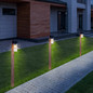 Preview: Globo Sockelleuchte Etsi E27 IP44 Holzoptik dunkel rauchfarben Edelstahl Glas 100cm