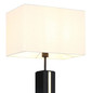 Preview: Globo Stehleuchte Forest E27 + LED 17W dimmbar warmweiss Holzoptik dunkel weiß MDF Textil 150cm