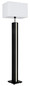 Preview: Globo Stehleuchte Forest E27 + LED 17W dimmbar warmweiss Holzoptik dunkel weiß MDF Textil 150cm