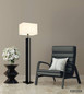 Preview: Globo Stehleuchte Forest E27 + LED 17W dimmbar warmweiss Holzoptik dunkel weiß MDF Textil 150cm