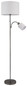 Preview: Globo Stehleuchte Thea 2-flammig E27 + E27 Schwarz-chrom matt cremefarben Metall Leinen 165cm