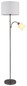Preview: Globo Stehleuchte Thea 2-flammig E27 + E27 Schwarz-chrom matt cremefarben Metall Leinen 165cm