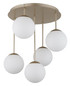 Preview: Globo Deckenleuchte Harmon 5-flammig E14 Champagnerfarben matt opal Metall Glaskugeln Ø38cm