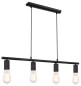 Preview: Globo Martha E27 Hängeleuchte 4-fach 60W Schwarz, Metall 120cm 54008-4H