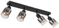 Preview: Globo Strahler Hubertus 4-flammig E14 Schwarz matt rauchfarben Metall Glas 56x14cm