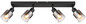 Preview: Globo Strahler Hubertus 4-flammig E14 Schwarz matt rauchfarben Metall Glas 56x14cm