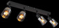 Preview: Globo Strahler Hubertus 4-flammig E14 Schwarz matt rauchfarben Metall Glas 56x14cm