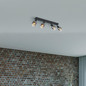 Preview: Globo Strahler Hubertus 4-flammig E14 Schwarz matt rauchfarben Metall Glas 56x14cm
