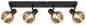 Preview: Globo Strahler Tokki 4-flammig E14 Schwarz matt amber Metall Glas 56x13,5cm