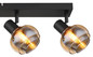 Preview: Globo Strahler Tokki 4-flammig E14 Schwarz matt amber Metall Glas 56x13,5cm