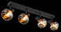 Preview: Globo Strahler Tokki 4-flammig E14 Schwarz matt amber Metall Glas 56x13,5cm