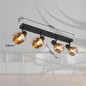 Preview: Globo Strahler Tokki 4-flammig E14 Schwarz matt amber Metall Glas 56x13,5cm