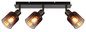 Preview: Globo Strahler Satella 3-flammig E14 Schwarz-chrom kupferfarben Metall Glas 40x18cm