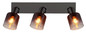 Preview: Globo Strahler Satella 3-flammig E14 Schwarz-chrom kupferfarben Metall Glas 40x18cm