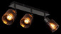 Preview: Globo Strahler Satella 3-flammig E14 Schwarz-chrom kupferfarben Metall Glas 40x18cm