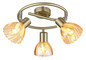 Preview: Globo Strahler Zachery 3-flammig E14 Messingfarben matt amber Metall Glas Ø46cm