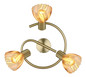 Preview: Globo Strahler Zachery 3-flammig E14 Messingfarben matt amber Metall Glas Ø46cm