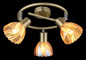 Preview: Globo Strahler Zachery 3-flammig E14 Messingfarben matt amber Metall Glas Ø46cm