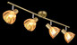 Preview: Globo Strahler Zachery 4-flammig E14 Messingfarben matt amber Metall Glas 70x19cm