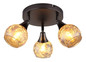 Preview: Globo Strahler Frosta 3-flammig E14 Schwarz-chrom matt rauchfarben Metall Glas geeist Ø32cm