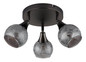 Preview: Globo Strahler Frosta 3-flammig E14 Schwarz-chrom matt rauchfarben Metall Glas geeist Ø32cm