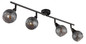 Preview: Globo Strahler Frosta 4-flammig E14 Schwarz-chrom matt rauchfarben Metall Glas geeist 70x19cm