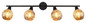 Preview: Globo Strahler Frosta 4-flammig E14 Schwarz-chrom matt rauchfarben Metall Glas geeist 70x19cm