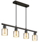 Preview: Globo Pendelleuchte Villegas 4-flammig E14 Schwarz-chrom matt verchromt Metall Glas 120x62cm