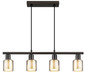 Preview: Globo Pendelleuchte Villegas 4-flammig E14 Schwarz-chrom matt verchromt Metall Glas 120x62cm